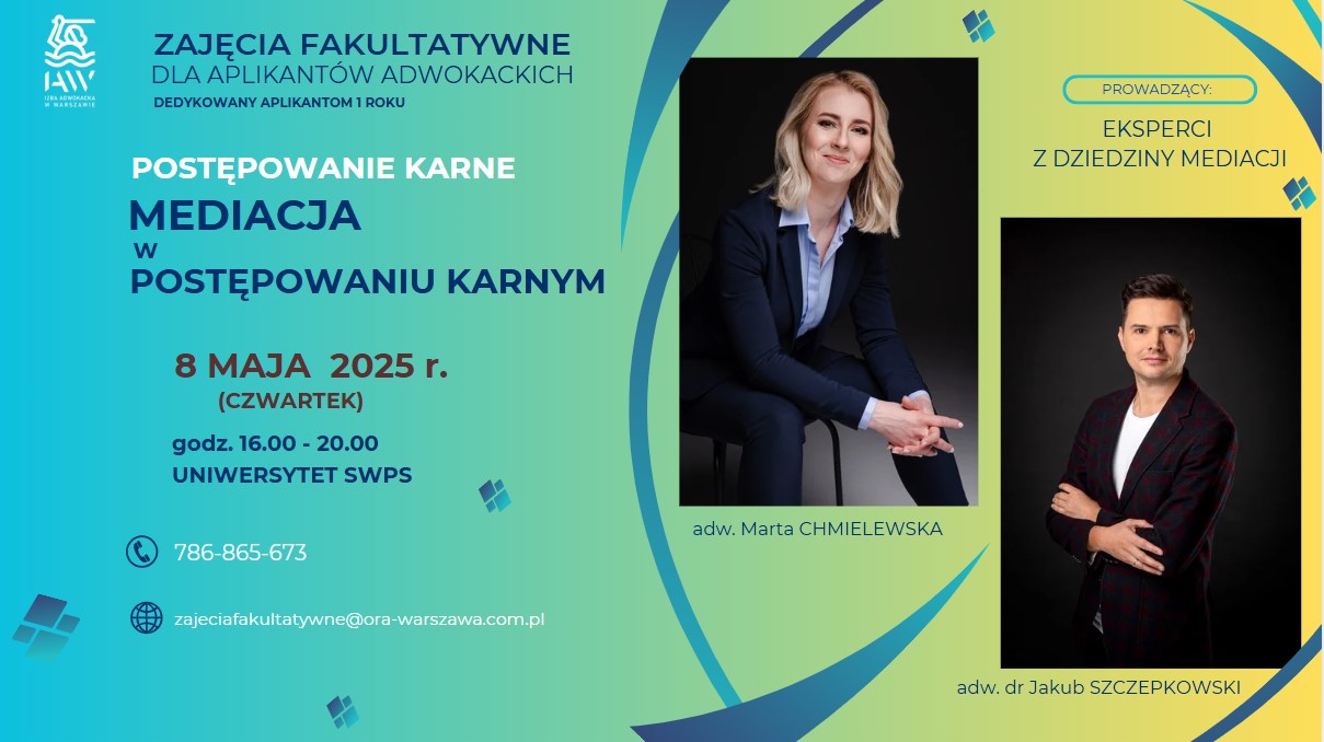 Zajęcia fakultatywne: Mediacje w postępowaniu karnym